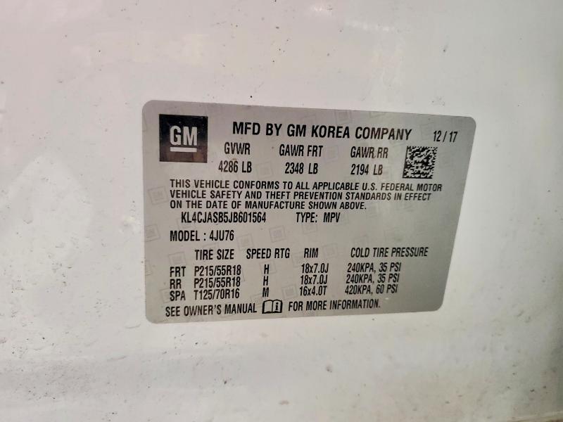 Продаж на аукціоні авто 2018 Buick Encore, vin: KL4CJASB5JB601564, номер лоту: 46483406