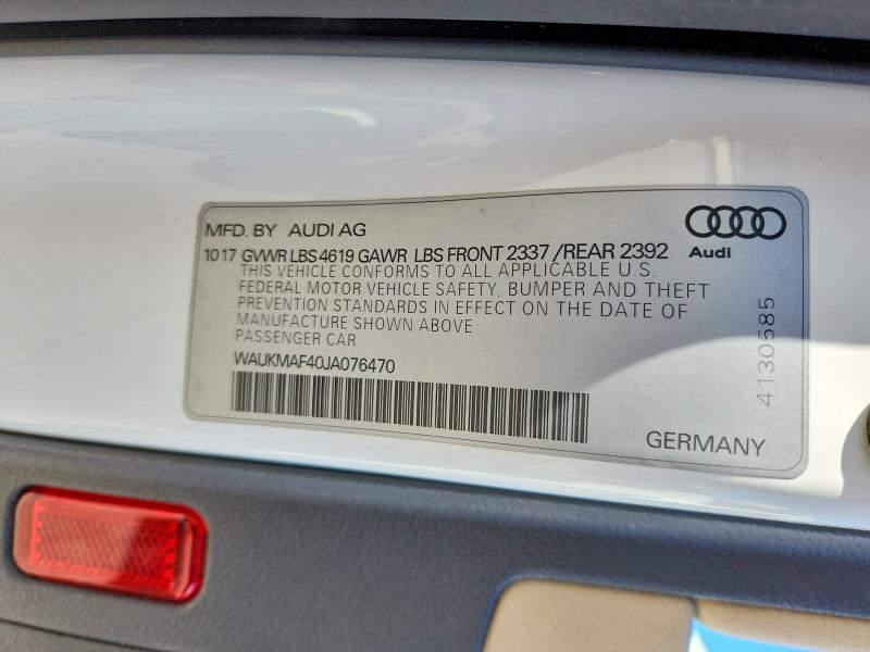 Продажа на аукционе авто 2018 Audi A4, vin: WAUKMAF40JA076470, номер лота: 42038376