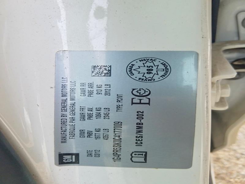 45736646 :رقم المزاد ، 1G4PR5SK0C4177009 vin ، 2012 Buick Verano مزاد بيع