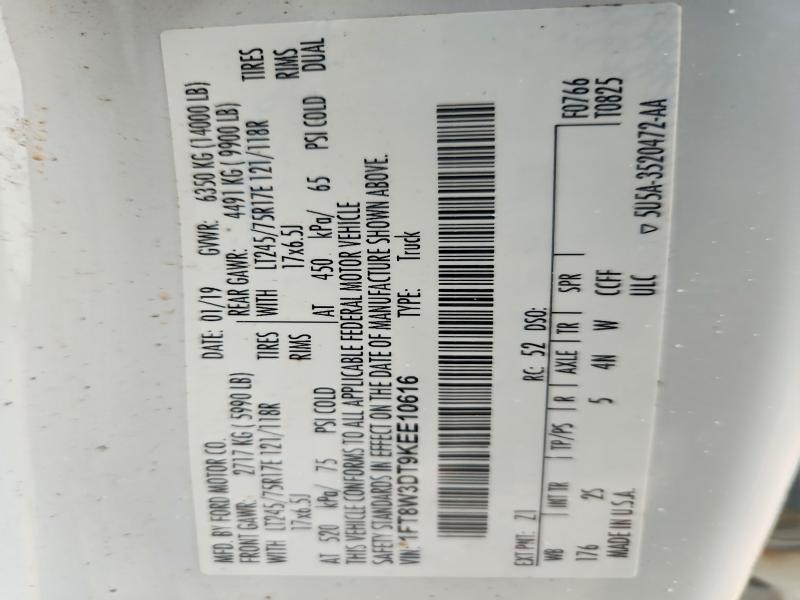 Aukcja sprzedaży 2019 Ford F350, vin: 1FT8W3DT9KEE10616, numer aukcji: 79634045