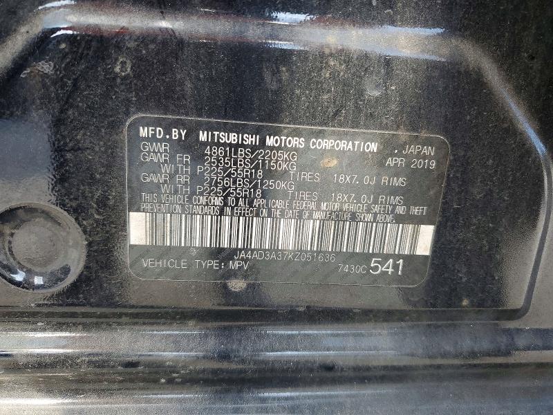 Продаж на аукціоні авто 2019 Mitsubishi Outlander, vin: JA4AD3A37KZ051636, номер лоту: 45594556