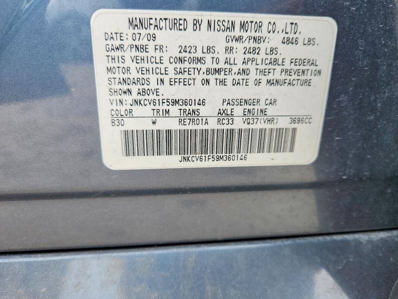 Aukcja sprzedaży 2009 Infiniti G37 Sedan, vin: JNKCV61F59M360146, numer aukcji: 47058036