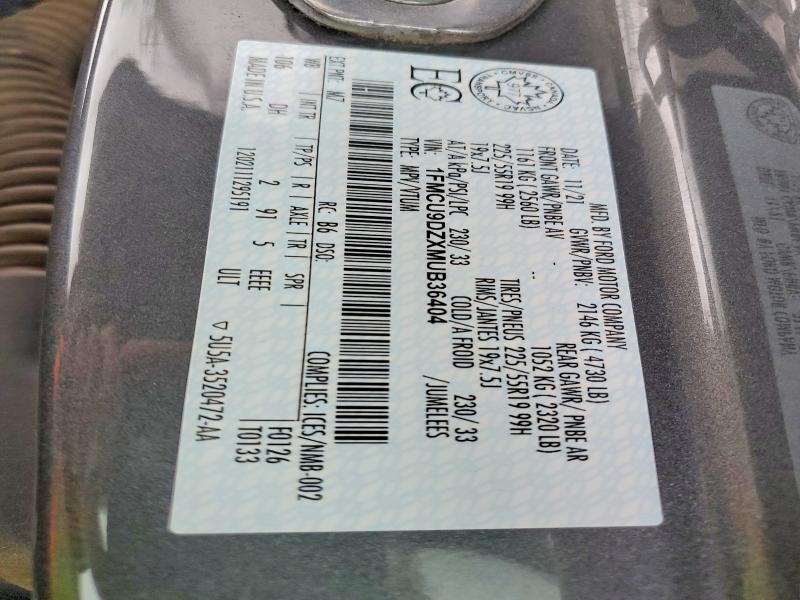 74326835 :رقم المزاد ، 1FMCU9DZXMUB36404 vin ، 2021 Ford Escape مزاد بيع