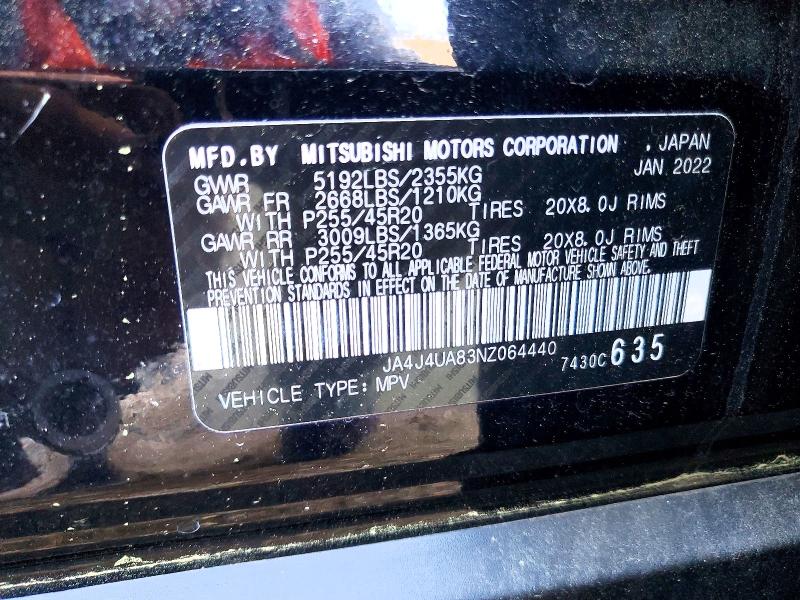 Aukcja sprzedaży 2022 Mitsubishi Outlander, vin: JA4J4UA83NZ064440, numer aukcji: 45664456