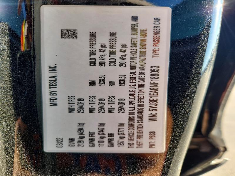 Aukcja sprzedaży 2022 Tesla Model 3, vin: 5YJ3E1EA6NF188053, numer aukcji: 47629186