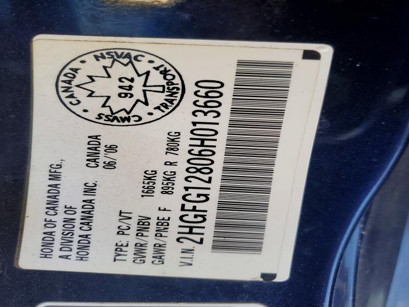 Aukcja sprzedaży 2006 Honda Civic, vin: 2HGFG12806H013660, numer aukcji: 79545655