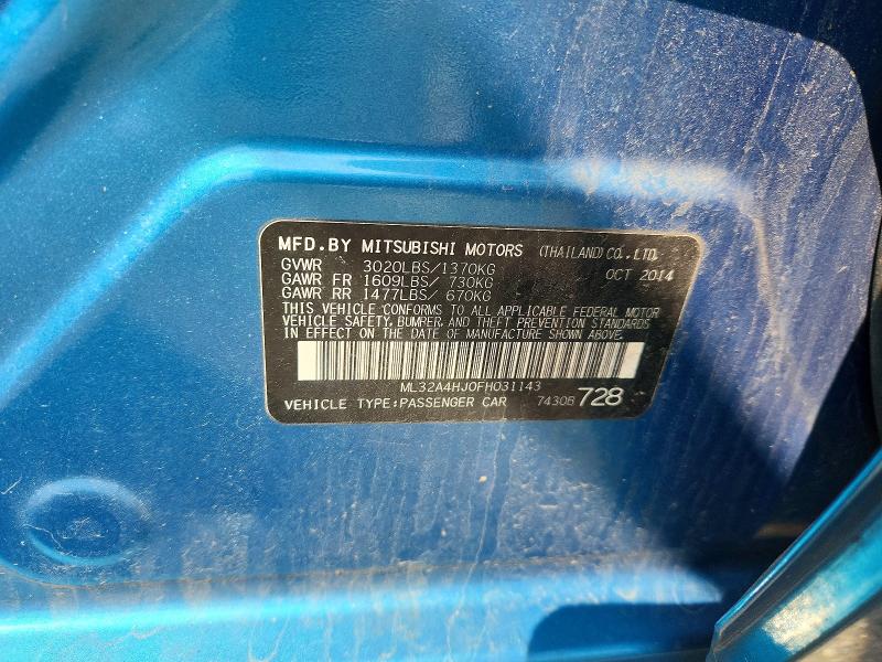 Продаж на аукціоні авто 2015 Mitsubishi Mirage, vin: ML32A4HJ0FH031143, номер лоту: 48221496