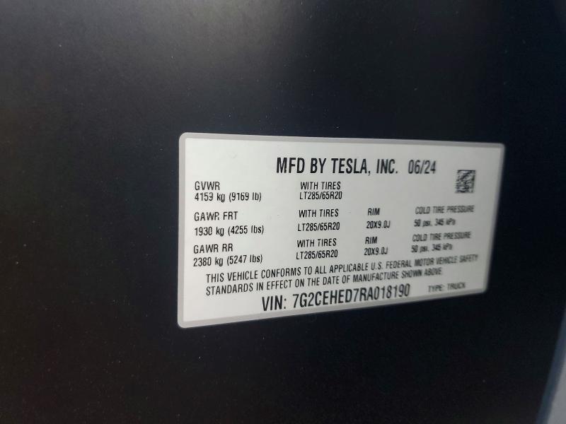 Aukcja sprzedaży 2024 Tesla Cybertruck, vin: 7G2CEHED7RA018190, numer aukcji: 45917586