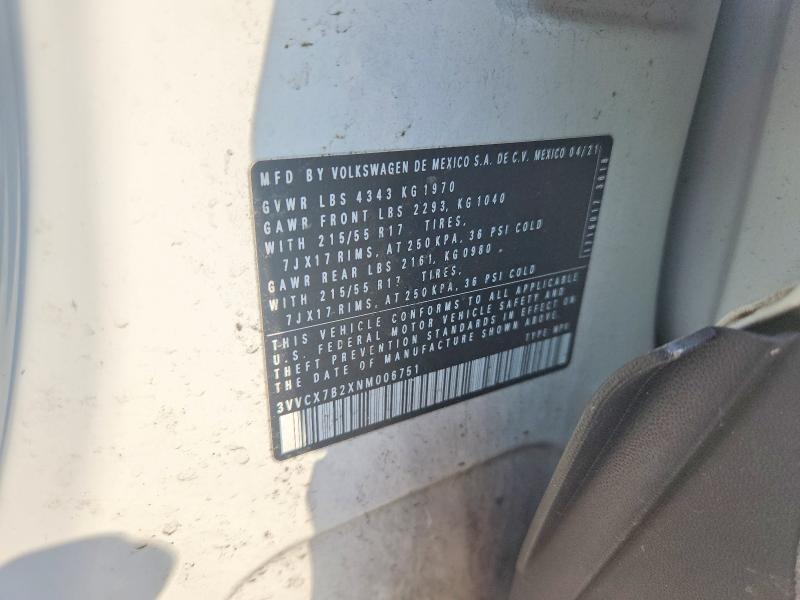 Aukcja sprzedaży 2022 Volkswagen Taos, vin: 3VVCX7B2XNM006751, numer aukcji: 47113926