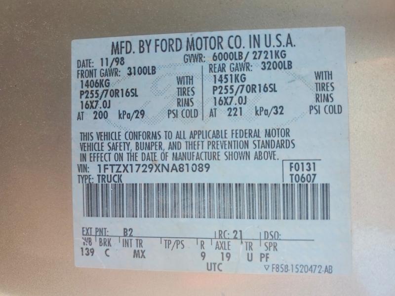 Aukcja sprzedaży 1999 Ford F150, vin: 1FTZX1729XNA81089, numer aukcji: 47268686