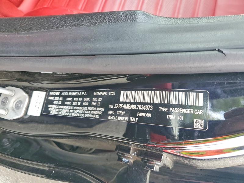 Aukcja sprzedaży 2020 Alfa Romeo Giulia, vin: ZARFAMBN8L7634973, numer aukcji: 41609836