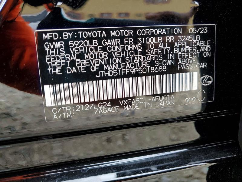 48179976 :رقم المزاد ، JTHD51FF9P5018688 vin ، 2023 Lexus Ls 500 مزاد بيع