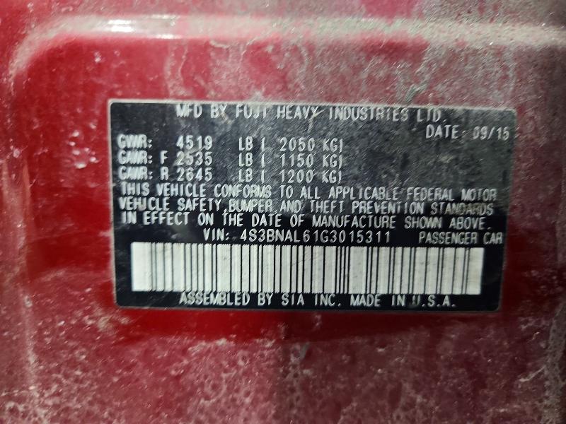 Продажа на аукционе авто 2016 Subaru Legacy, vin: 4S3BNAL61G3015311, номер лота: 47457736