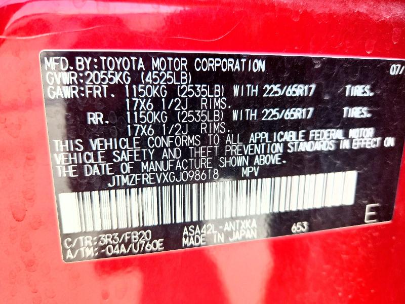 Aukcja sprzedaży 2016 Toyota Rav4, vin: JTMZFREVXGJ098618, numer aukcji: 46936206