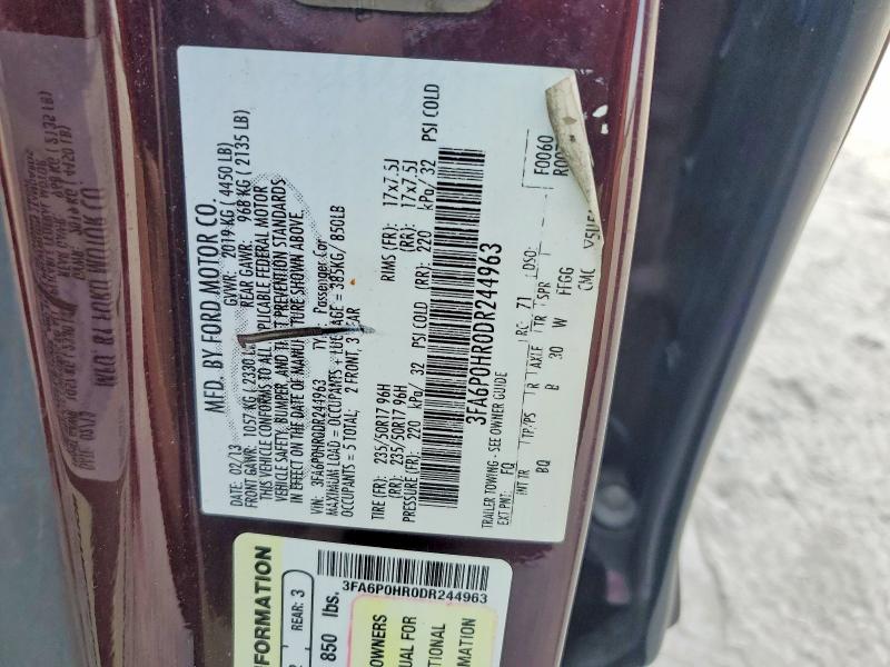 2013 Ford Fusion მანქანა იყიდება აუქციონზე, vin: 3FA6P0HR0DR244963, აუქციონის ნომერი: 79722245