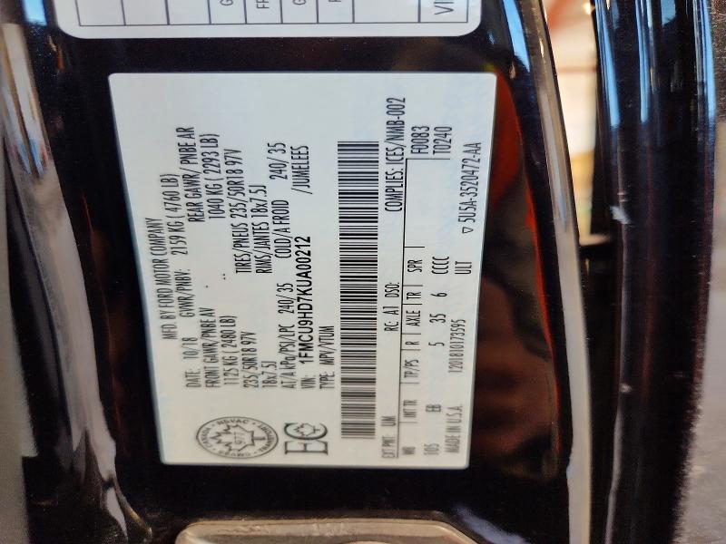 2019 Ford Escape მანქანა იყიდება აუქციონზე, vin: 1FMCU9HD7KUA00212, აუქციონის ნომერი: 46913186