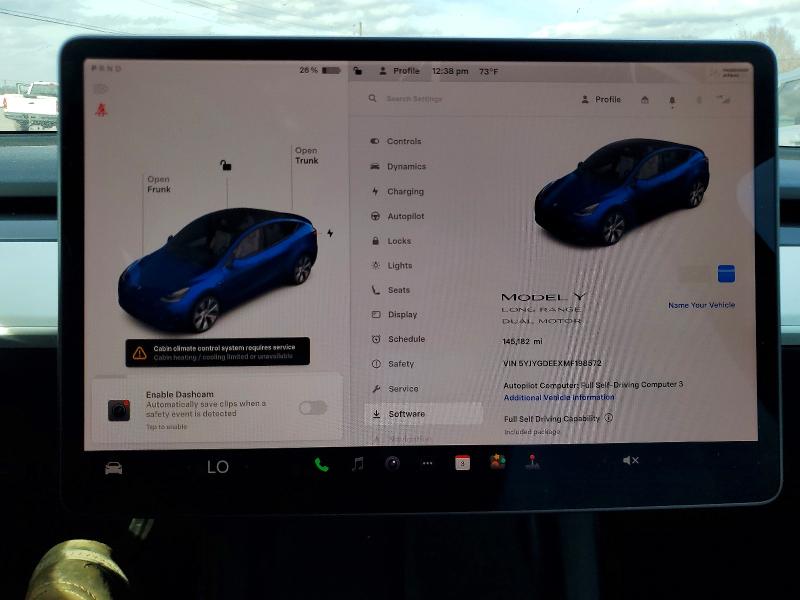 Aukcja sprzedaży 2021 Tesla Model Y, vin: 5YJYGDEEXMF198572, numer aukcji: 78968685