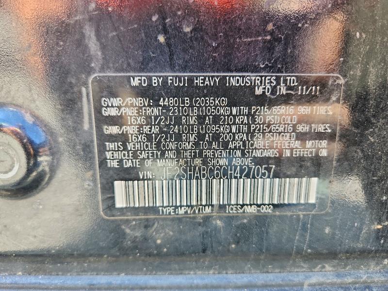 Aukcja sprzedaży 2012 Subaru Forester, vin: JF2SHABC6CH427057, numer aukcji: 47434956