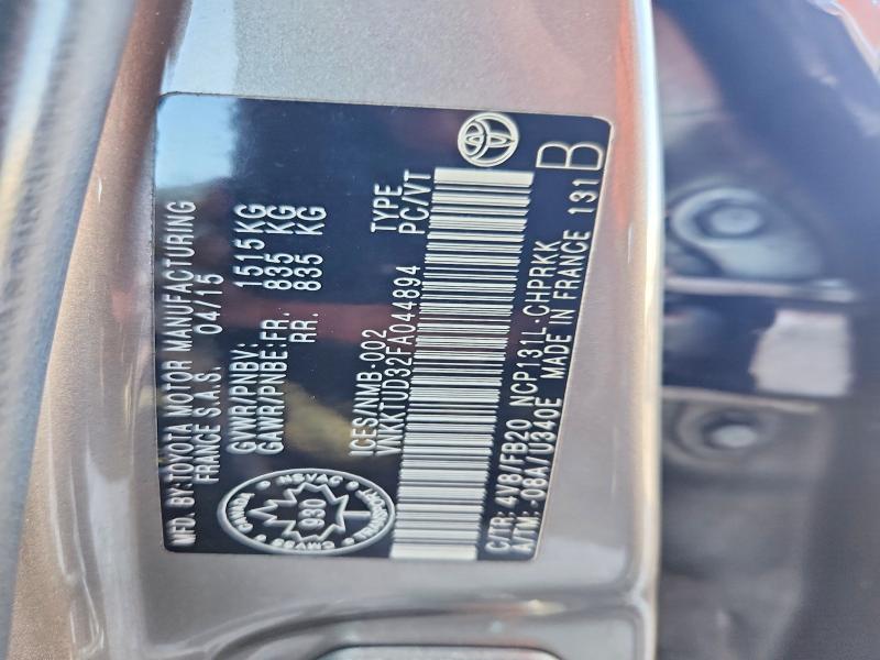 78981285 :رقم المزاد ، VNKKTUD32FA044894 vin ، 2015 Toyota Yaris مزاد بيع