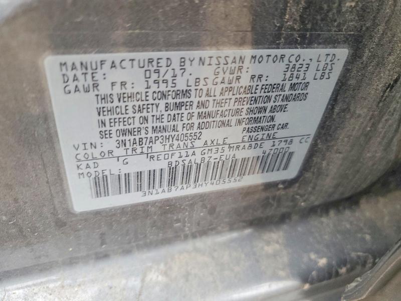 Aukcja sprzedaży 2017 Nissan Sentra, vin: 3N1AB7AP3HY405552, numer aukcji: 79955335