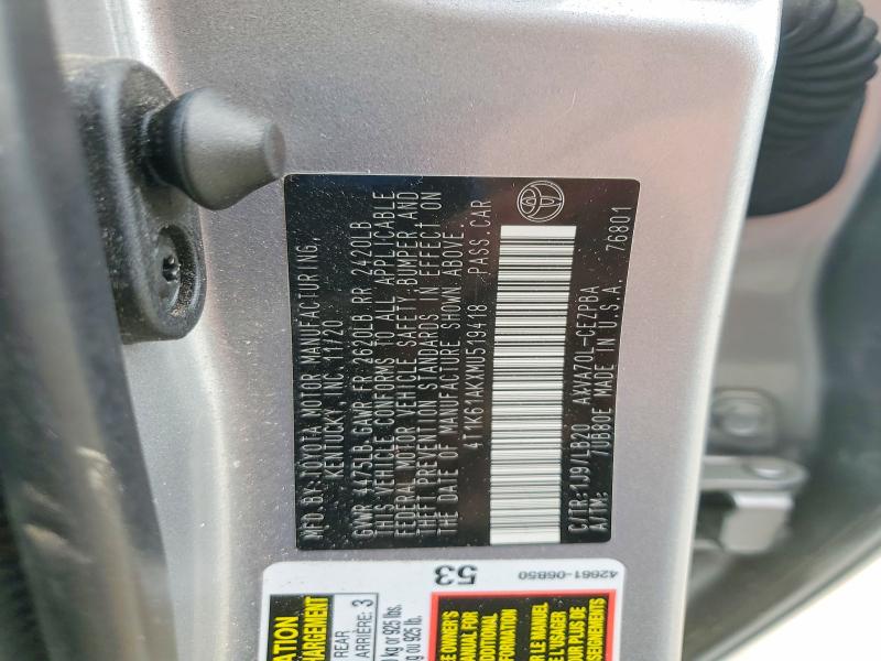 Aukcja sprzedaży 2021 Toyota Camry, vin: 4T1K61AKXMU519418, numer aukcji: 46940166
