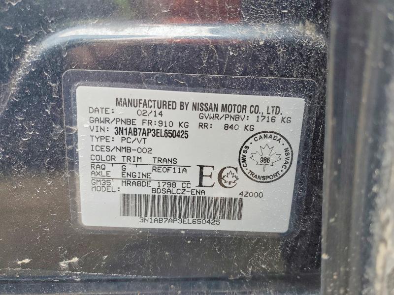 Aukcja sprzedaży 2014 Nissan Sentra, vin: 3N1AB7AP3EL650425, numer aukcji: 46147286