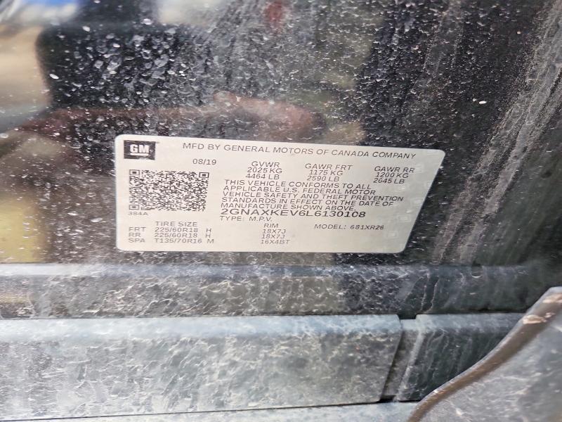 46500336 :رقم المزاد ، 2GNAXKEV6L6130108 vin ، 2020 Chevrolet Equinox مزاد بيع