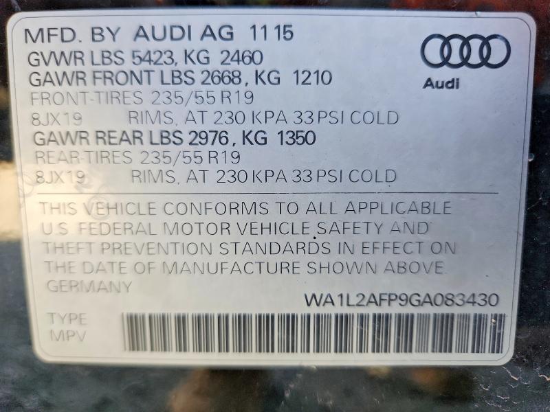 Продажа на аукционе авто 2016 Audi Q5, vin: WA1L2AFP9GA083430, номер лота: 47418676
