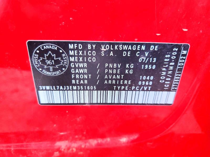 Продажа на аукционе авто 2014 Volkswagen Jetta, vin: 3VWLL7AJ3EM351605, номер лота: 45716596