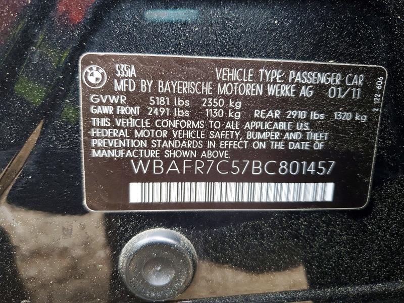 47961826 :رقم المزاد ، WBAFR7C57BC801457 vin ، 2011 Bmw 535 مزاد بيع