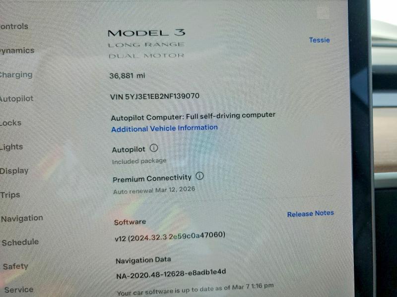 79642845 :رقم المزاد ، 5YJ3E1EB2NF139070 vin ، 2022 Tesla Model 3 مزاد بيع
