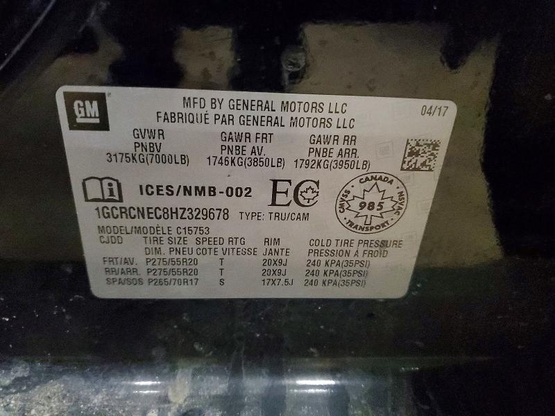 2017 Chevrolet Silverado მანქანა იყიდება აუქციონზე, vin: 1GCRCNEC8HZ329678, აუქციონის ნომერი: 79375535
