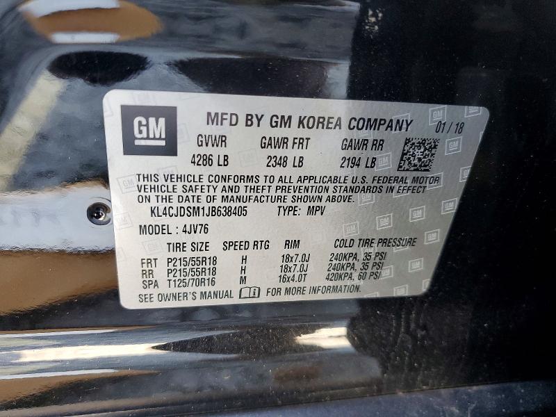 Aukcja sprzedaży 2018 Buick Encore, vin: KL4CJDSM1JB638405, numer aukcji: 79973225