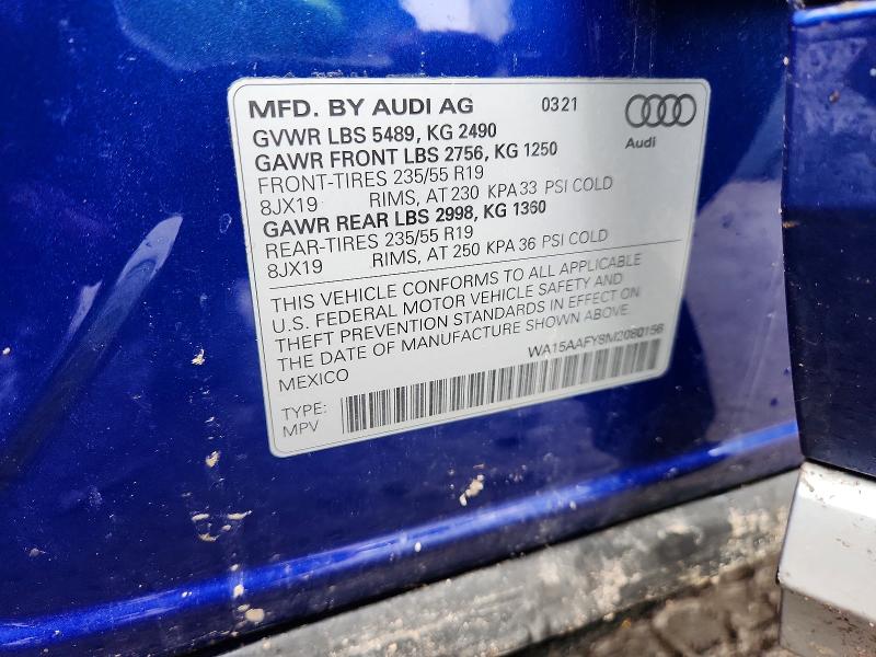 2021 Audi Q5 მანქანა იყიდება აუქციონზე, vin: WA15AAFY8M2080156, აუქციონის ნომერი: 79941775