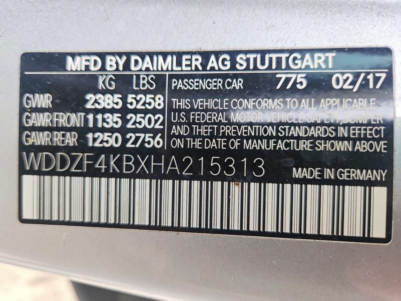 46886596 :رقم المزاد ، WDDZF4KBXHA215313 vin ، 2017 Mercedes-benz E مزاد بيع