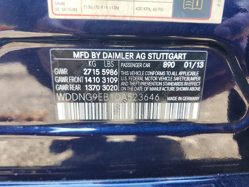 2013 Mercedes-benz S მანქანა იყიდება აუქციონზე, vin: WDDNG9EB1DA523646, აუქციონის ნომერი: 46671036