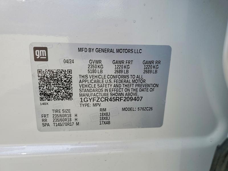 45568596 :رقم المزاد ، 1GYFZCR45RF209407 vin ، 2024 Cadillac Xt4 مزاد بيع