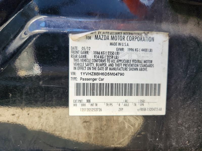 46466296 :رقم المزاد ، 1YVHZ8BH6D5M04790 vin ، 2013 Mazda 6 مزاد بيع
