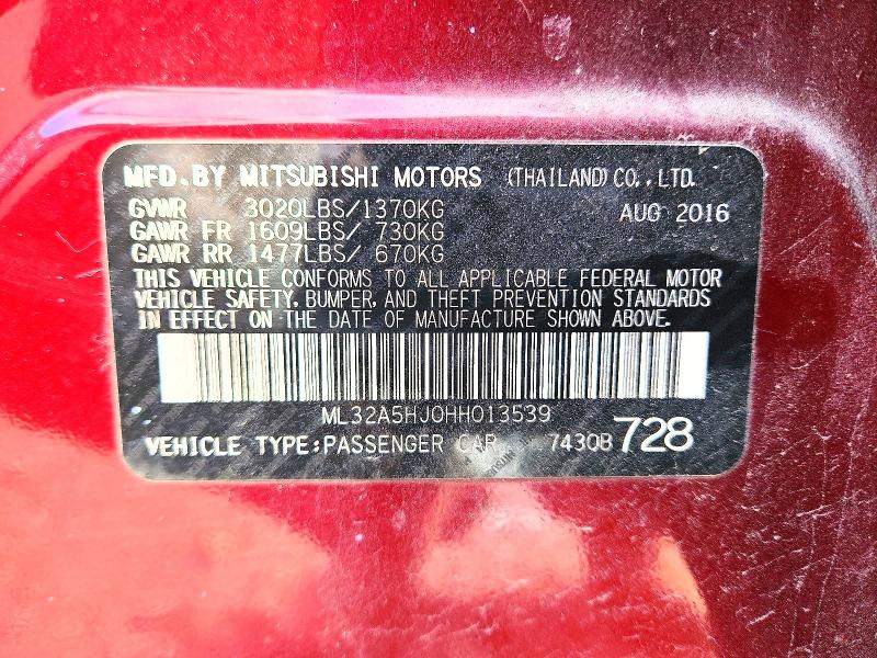 Продаж на аукціоні авто 2017 Mitsubishi Mirage, vin: ML32A5HJ0HH013539, номер лоту: 42077636