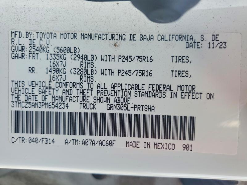 47531526 :رقم المزاد ، 3TMCZ5AN3PM654234 vin ، 2023 Toyota Tacoma مزاد بيع