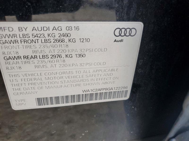 Продажа на аукционе авто 2016 Audi Q5, vin: WA1C2AFP8GA122296, номер лота: 45631746