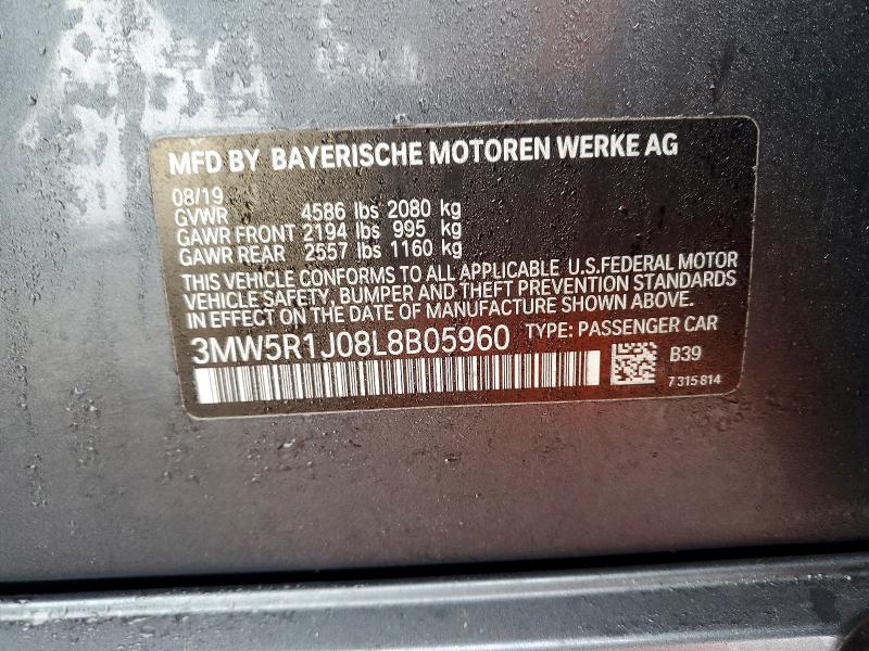 Продаж на аукціоні авто 2020 Bmw 330i, vin: 3MW5R1J08L8B05960, номер лоту: 45945206