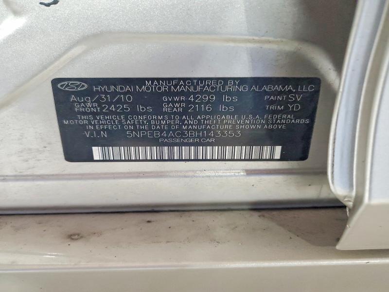 Aukcja sprzedaży 2011 Hyundai Sonata, vin: 5NPEB4AC3BH143353, numer aukcji: 47660906