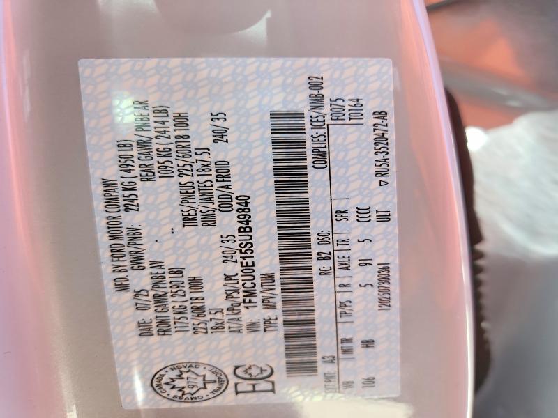 Продаж на аукціоні авто 2025 Ford Escape, vin: 1FMCU0E15SUB49840, номер лоту: 47574306