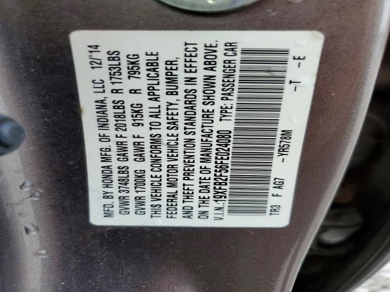 41794846 :رقم المزاد ، 19XFB2F56FE024080 vin ، 2015 Honda Civic مزاد بيع