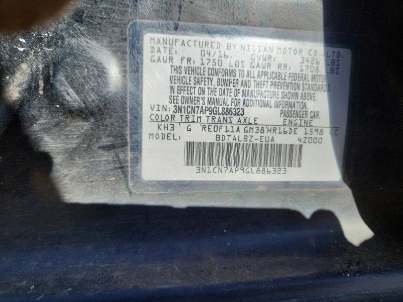 Auction sale of the 2016 Nissan Versa, vin: 3N1CN7AP9GL886323, lot number: 46610946