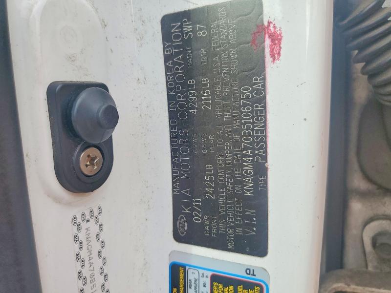 45542016 :رقم المزاد ، KNAGM4A70B5106750 vin ، 2011 Kia Optima مزاد بيع
