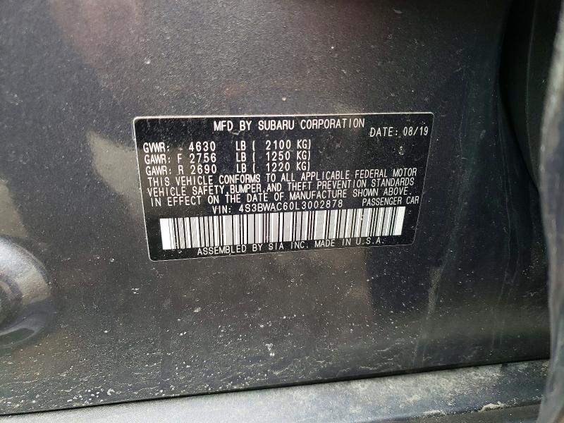 Aukcja sprzedaży 2020 Subaru Legacy, vin: 4S3BWAC60L3002878, numer aukcji: 46699966