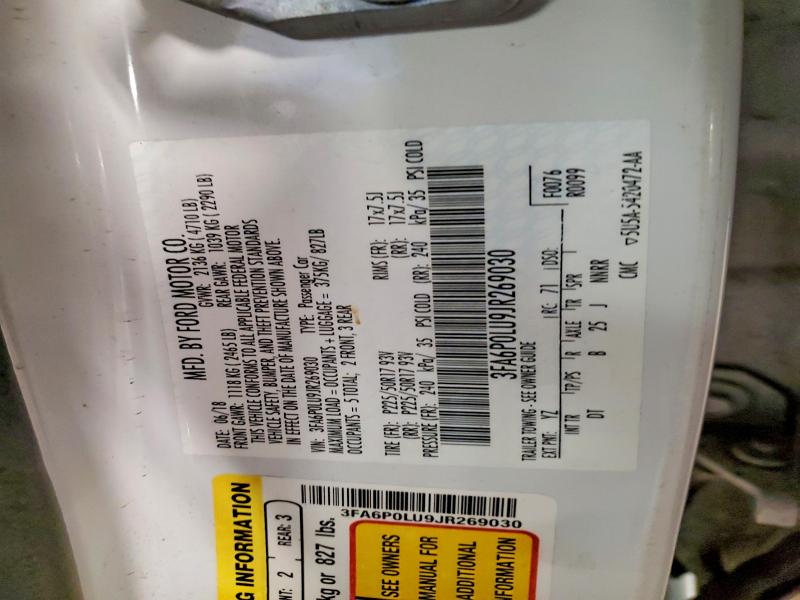 Aukcja sprzedaży 2018 Ford Fusion, vin: 3FA6P0LU9JR269030, numer aukcji: 46960176
