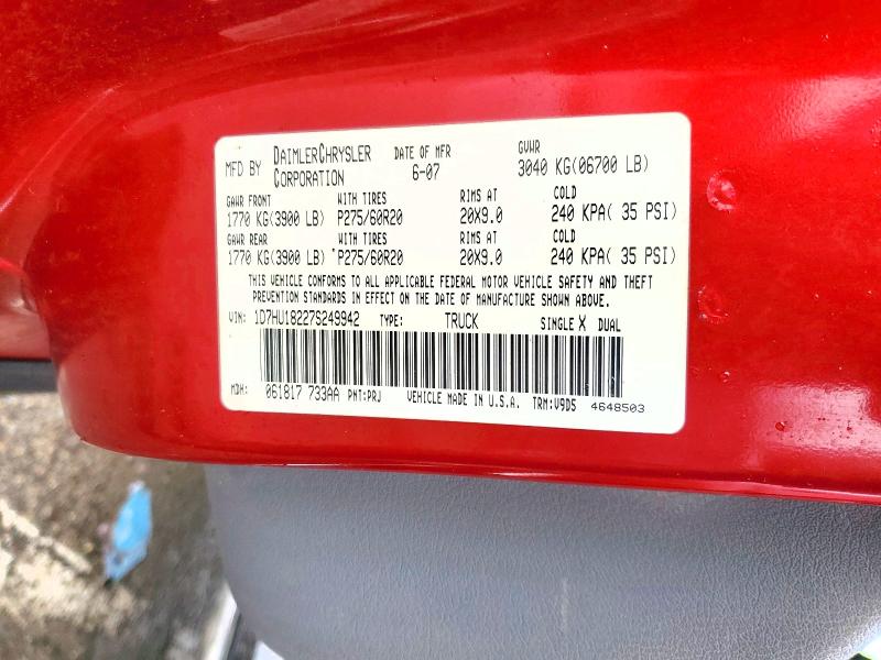 Продажа на аукционе авто 2007 Dodge Ram 1500, vin: 1D7HU18227S249942, номер лота: 79808025